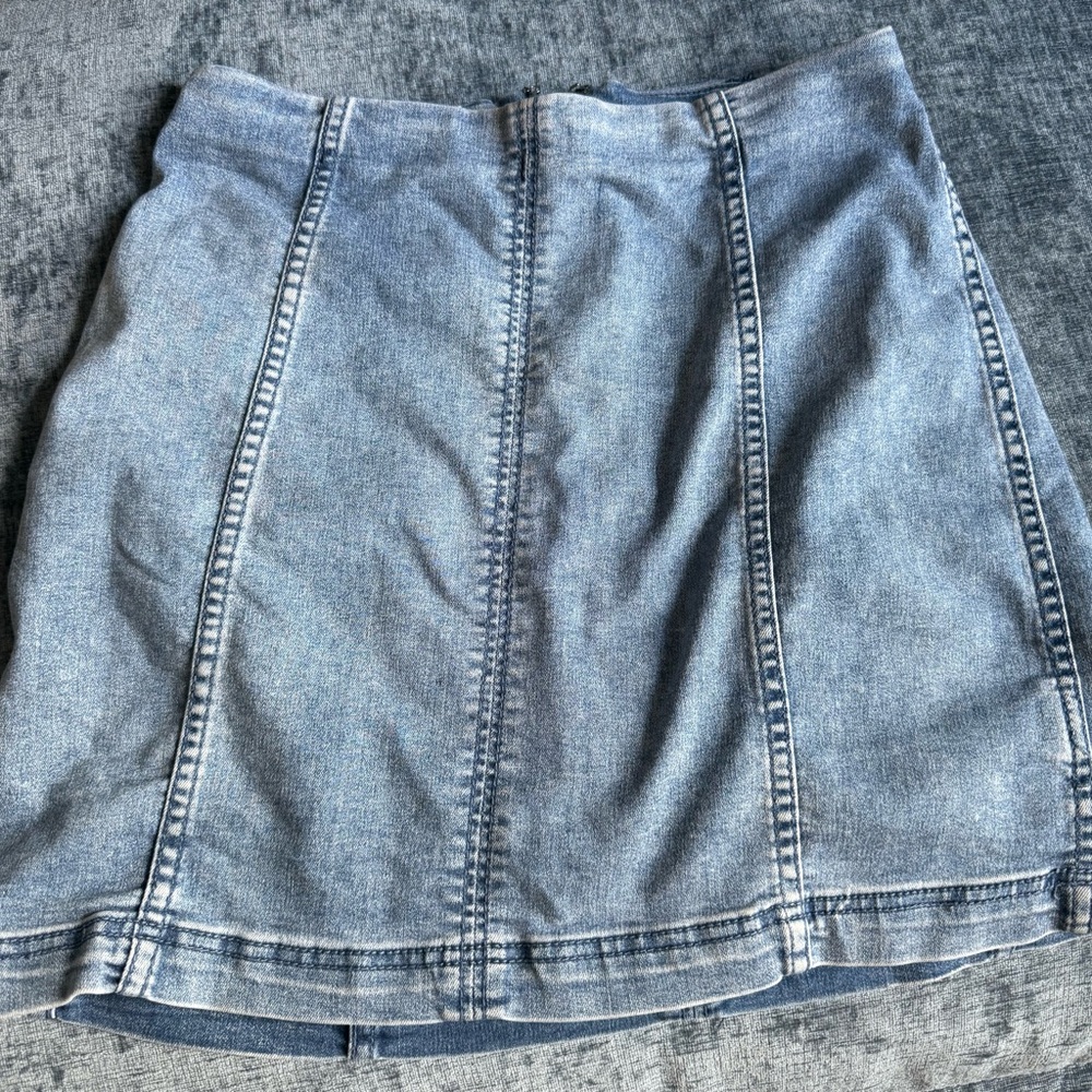 Free People Light Blue Denim Mini Skirt